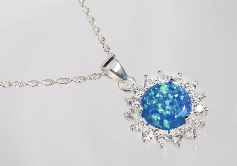 Jewelry Photography silver necklace with precious stones
