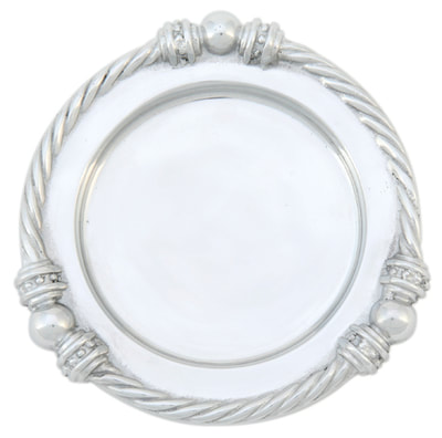 Highly reflective silver platter product photography for web and print catalog.