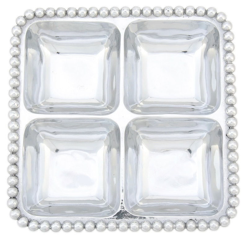 Silver serving tray prepped for Amazon