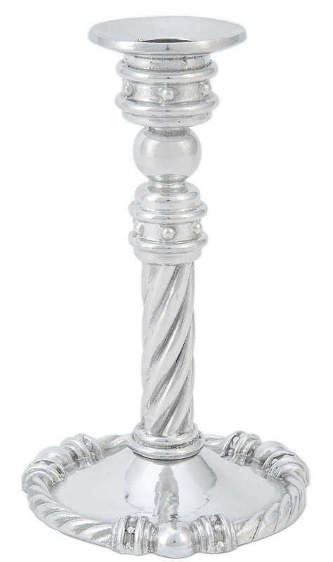 Silver candle stick holder prepped for Amazon